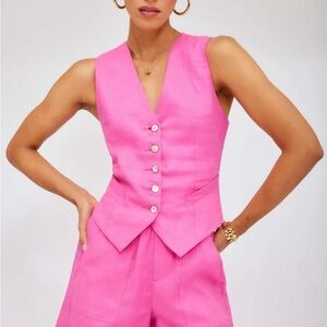 NWT Fifteen Twenty Vibrant Pink Button-Up Vest